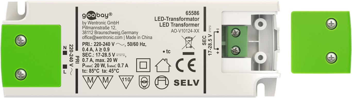 Goobay 65586 transformator prądu Biały, Zielony 0,7 A