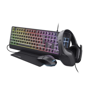 Trust GXT 792 QUADROX tangentbord Medföljande USB-gamingmus QWERTY US English Svart