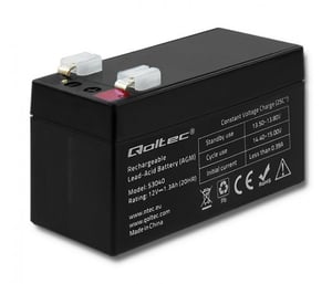 Qoltec 53040 Lead-Acid (VRLA) Battery, 12 V, 1.3 Ah