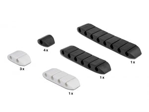 DeLOCK Kabelorganizer, trapezförmig, selbstklebend, gemischtes Set, 10 Stück, schwarz/weiß