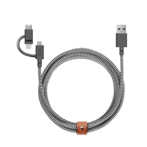 Native Union Belt USB-kabel USB 2.0 2 m USB A till USB C/Micro-USB B/Lightning Svart, Vit