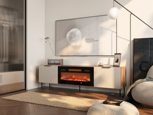 Cama Szafka RTV ALMERA 180,5x42x52,5 orzech/kaszmir + kominek czarny