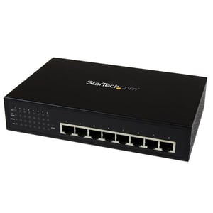 StarTech IES81000POE przełącznik sieciowy Nie zarządzany Gigabit Ethernet (10/100/1000) Obsługa PoE Czarny