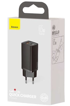 Baseus CCGAN2L-B01 Ladegerät für mobile Geräte, universell, schwarz, Wechselstrom, Schnellladung, intern