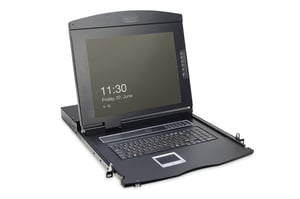 Digitus Konsola modułowa z monitorem TFT o przekątnej 17″ (43,2 cm), 8-portowym przełącznikiem KVM & touchpadem, klawiatura amerykańska