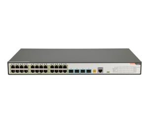FiberHome S4820-28T-X-PE-AC Managed L2/L3 Gigabit-Ethernet-Netzwerk-Switch (10/100/1000) mit PoE-Unterstützung, 1U, schwarz, grau
