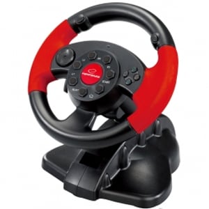 Esperanza EG103 spelkontroll Svart, Röd Ratt + pedaler Analog PC, Playstation, Playstation 2, Playstation 3