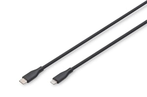 Digitus Silikon-Verbindungskabel Lightning, USB-C – Lightning, 2 m, schwarz