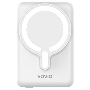 Savio BA-13 Powerbank 10.000 mAh, kabelloses Laden, Weiß