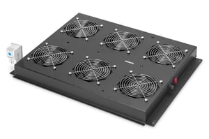 Digitus 19-Zoll-Lüftungspanel für Serverschränke der Serie Unique, 6 x Lüfter, Thermostat, schwarz