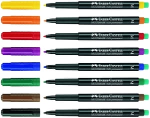 Faber-Castell 152504 marker permanentny Czarny, Niebieski, Złoto, Czerwony 4 szt.