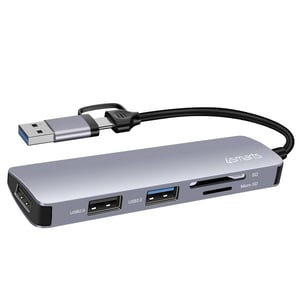 4smarts 469630 dockningsstation, kabelansluten USB 3.2 Gen 1 (3.1 Gen 1) Type-A + Type-C, grå