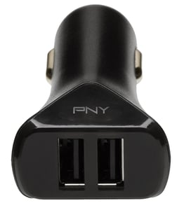 PNY P-P-DC-2UF-K01-RB Ladegerät für mobile Geräte, universell, schwarz, Zigarettenanzünder, automatisch