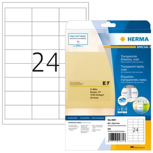 HERMA 4681 bedruckbare Etiketten, transparent, selbstklebend