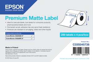 Epson Premium Matte Label - Die-Cut Roll: 210 mm x 297 mm, 200 labels
