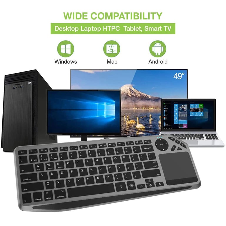 Techly ICTB9801TB klawiatura Uniwersalne RF Wireless + Bluetooth QWERTY US English Czarny