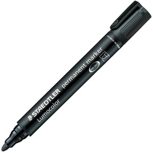 Staedtler Lumocolor Permanent Marker, Bullet Tip, Black, 1 pc.