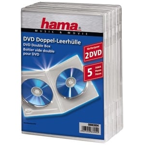 Hama Double DVD Jewel Case, 5, transparent för 2 skivor, genomskinlig