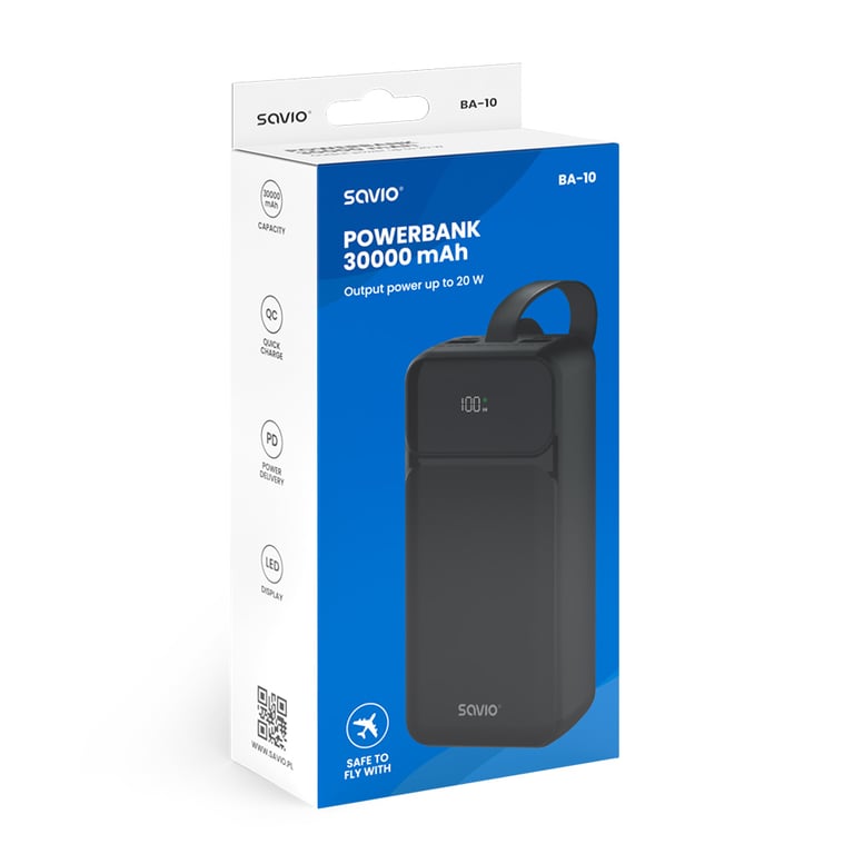 фото Зовнішній акумулятор (павербанк) Savio BA-10 10000mAh Black