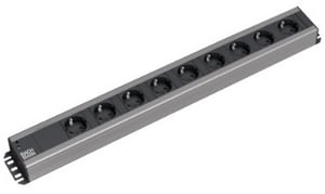 Bachmann 300.001 Stromverteilereinheit (PDU) mit 9 Netzanschlüssen, 2U, schwarz, grau