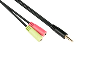 Alcasa AD-HS03 Audio Cable, 0.2 m, 3.5 mm to 2 x 3.5 mm, Black
