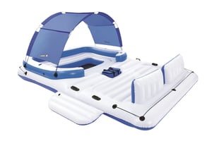 Bestway 43105 sim- och strandflotte, blå, vit vinylmönster, flytande ö