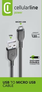 Cellularline 8018080131745 USB 2.0 Cable, 1.2 m, USB A to Micro-USB B, Black