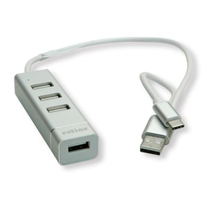 ROLINE 14.02.5037 USB 2.0-Hubs und -Verteiler 480 Mbit/s Silber, Weiß