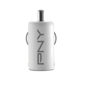 PNY P-P-DC-UF-W01-RB Ladegerät für mobile Geräte, universell, weiß, Zigarettenanzünder, automatisch
