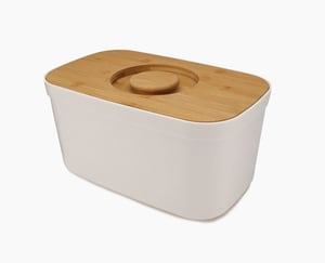 Joseph Joseph Rectangular White Bamboo Bread Bin, Plastic