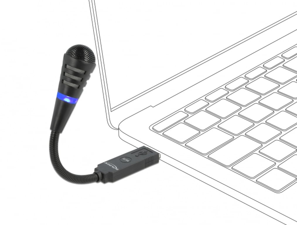 DeLOCK Mikrofon biurkowy USB z ramieniem gesia szyja i przyciskiem Mute