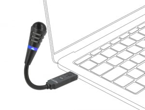 DeLOCK Mikrofon biurkowy USB z ramieniem gesia szyja i przyciskiem Mute