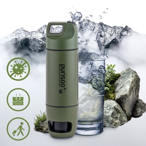 Extralink PURISOO+ FLASKA MED FILTERSYSTEM OCH PUMP 400 ML UF-FILTER + ACF Vattenfilterflaska 0,4 l Grön, Olivgrön