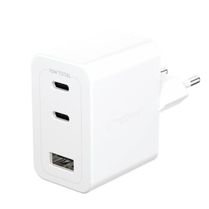 PanzerGlass empower™ by ® Turbo 70-W-Ladegerät inkl. 2 x USB-C + USB-A | EU-Stecker | Silber-Weiß Smartphone Weiß Wechselstrom Schnellladung Intern