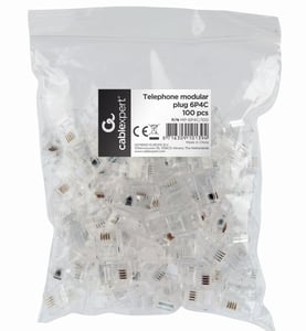 Gembird MP-6P4C/100 Stecker Gold, Transparent