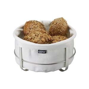 GEFU BRUNCH Round Bread Basket, Cotton, Stainless Steel, Stainless Steel, White