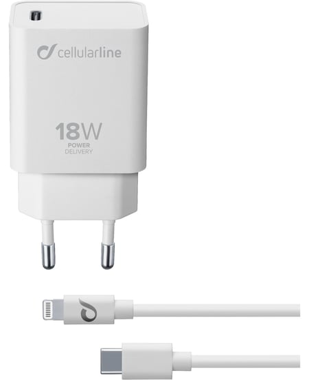 Cellularline ACHIPHKITC2LPD18WW ładowarka do urządzeń przenośnych Uniwersalne Biały Prąd przemienny Wewnętrzna