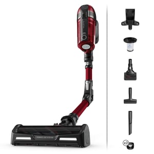 Rowenta RH98A9 2-i-1-dammsugare med stativ, batteri, torrdammsugning, utan påse, 0,9 l, 320 W, röd, grå