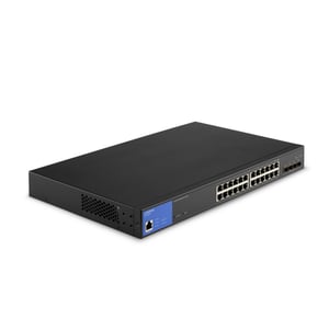 Linksys 24-Port-Gigabit-PoE+-Netzwerk-Switch mit 410 W, 4 10-G-Uplink-SFP+-Steckplätze