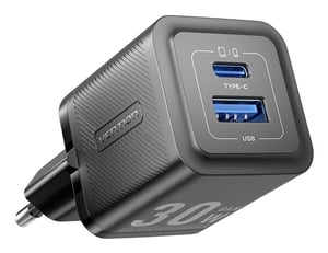 Vention FEQB0-EU Ladegerät für mobile Geräte: Kopfhörer, Smartphone, Smartwatch, Tablet, schwarz, Wechselstrom, Schnellladung, intern