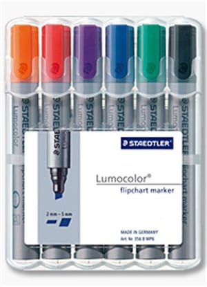 Staedtler 356 B WP6 marker 6 szt. Niebieski, Zielony, Pomarańczowy, Czerwony, Fioletowy