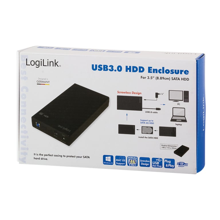LogiLink UA0276 obudowa do dysków twardych Obudowa HDD Czarny 3.5"