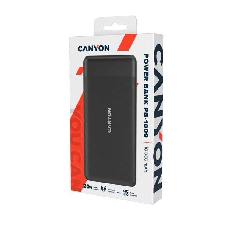 фото Зовнішній акумулятор (павербанк) Canyon PB-109 10000mAh Black (CNE-CPB1009B)