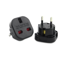Maclean MCE72 Type C (EU plug) to Type G (UK) Power Adapter Plug, Black