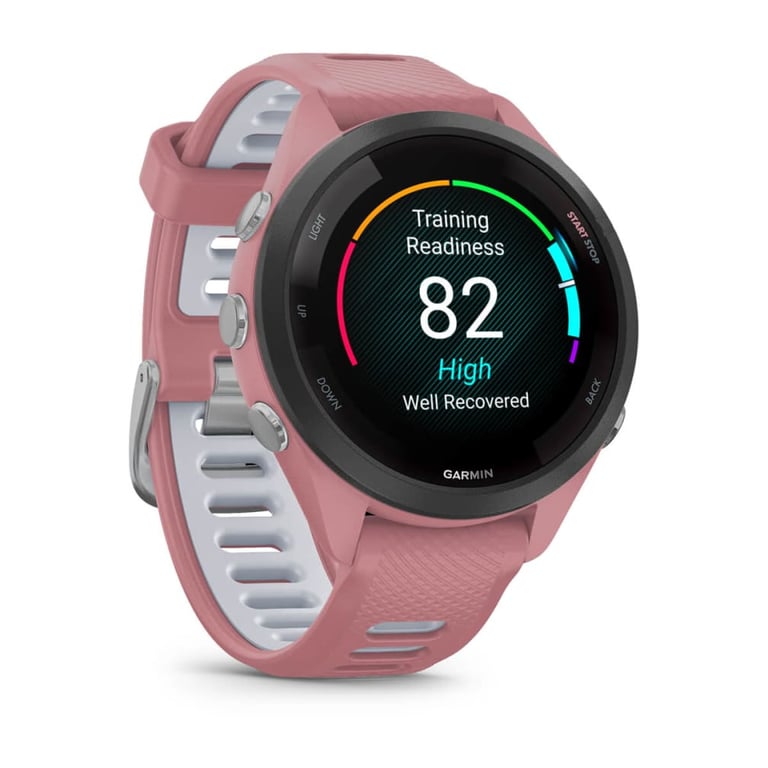 фото Смарт-годинник Garmin Forerunner 265S Black Bezel w. Light Pink Case and Light Pink/Whitestone S. Band (010-02810-05/15/55)