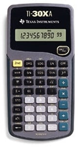 Texas Instruments TI-30XA Taschenrechner Wissenschaftlicher Taschenrechner Grau