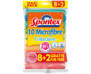 Spontex 19780028 rengöringsduk, mikrofiber, flerfärgad, 10 st.