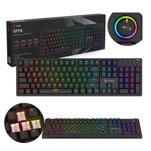 Savio STYX Outemu Peach Silent klawiatura Gaming Bluetooth QWERTY Amerykański międzynarodowy Czarny