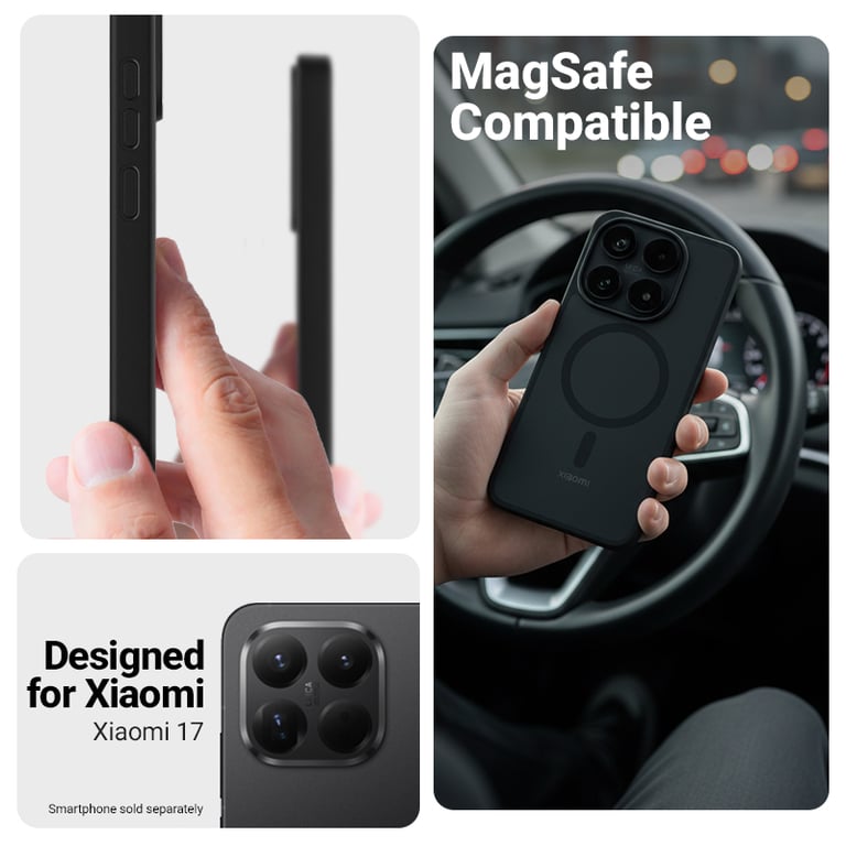 Crong Hybrid Matte Magnetic - Etui MagSafe Xiaomi 17 (czarny)