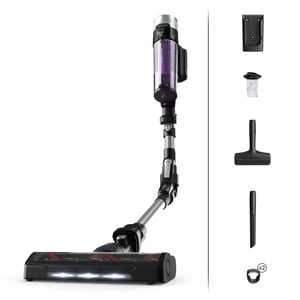Rowenta RH2037 2-i-1-dammsugare med stativ, batteri, torrdammsugning, utan påse, 0,4 l, 250 W, svart, lila